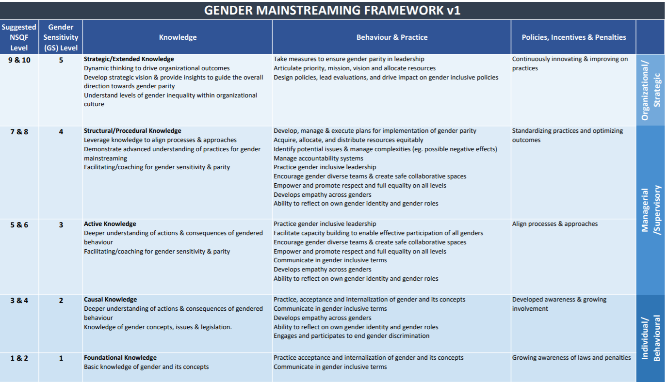 GENDER MAINSTREAMING FRAMEWORK